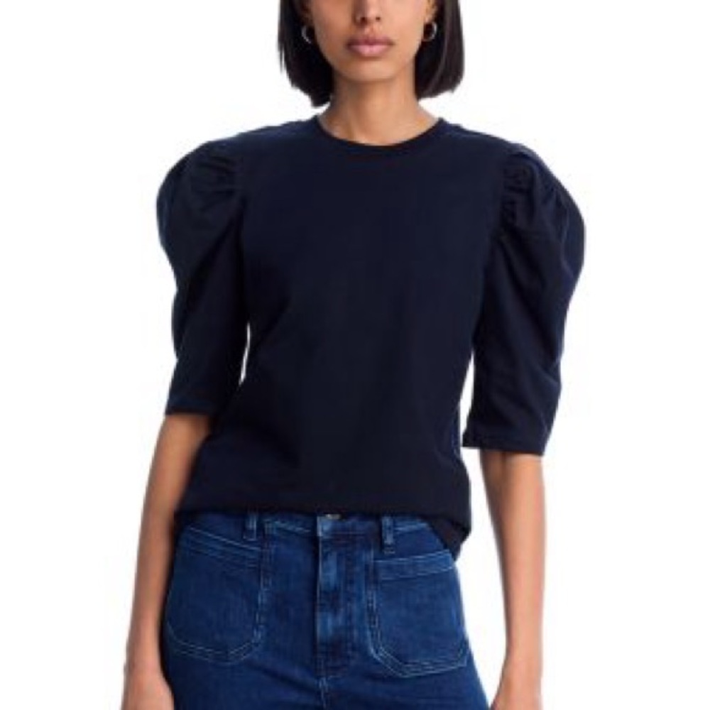Frame Navy Puff Sleeve Top